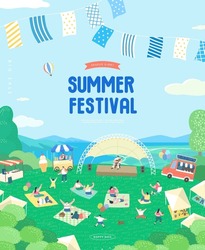 Summer Holidays Vacation Web Banner Illustration