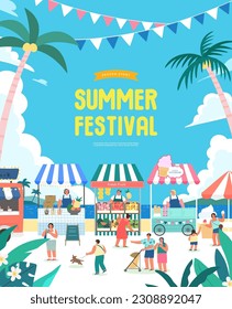 summer holidays vacation Web Banner illustration