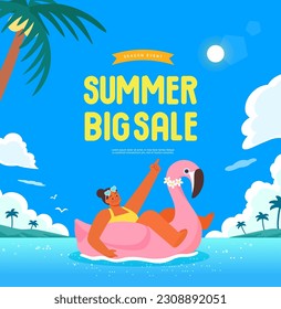 summer holidays vacation Web Banner illustration