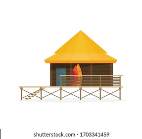 Summer holidays vector illustration flat. Bungalow 