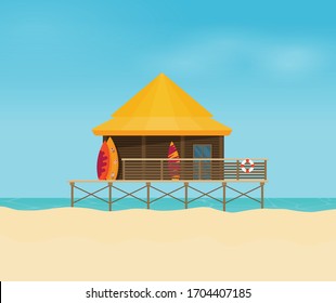 Sommerferien Vektorillustration Illustration Wohnung. Bungalow 