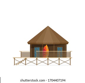 Summer holidays vector illustration flat. Bungalow 