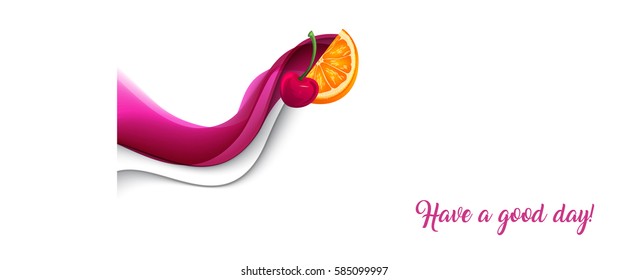 Summer holidays vector illustration fruits and berries. orange and cherry, for best summer design.