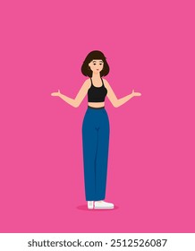 Summer holidays vector illustration with girl,flat design beach