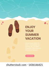 Summer holidays vector illustration,flat design beach and business object concept