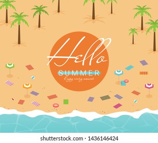 Summer holidays vector illustration,flat design beach