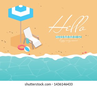 Summer holidays vector illustration,flat design beach