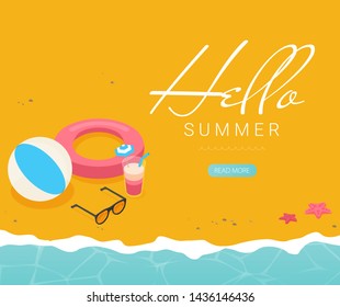Summer holidays vector illustration,flat design beach