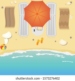 Summer holidays vector illustration,flat design beach