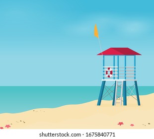Ilustración vectorial de vacaciones de verano,playa de diseño plano