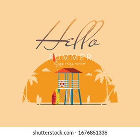 Summer holidays vector illustration,flat design beach