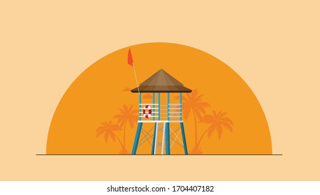 Sommerferien Vektorillustration Illustration, flaches Design, Strand