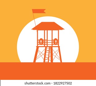 Summer holidays vector illustration,flat design beach