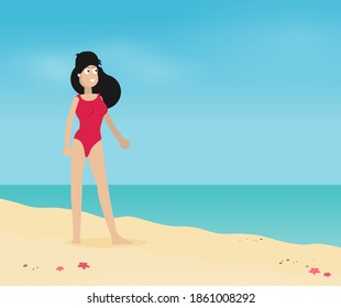 Summer holidays vector illustration,flat design beach
