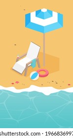 Summer holidays vector illustration,flat design beach