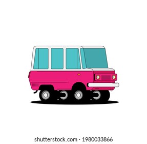 Summer holidays vector illustration,flat design beach with car and surf