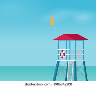 Ilustración vectorial de vacaciones de verano,playa de diseño plano