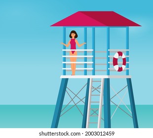 Summer holidays vector illustration,flat design beach