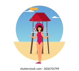 Summer holidays vector illustration,flat design beach
