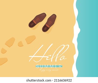Ilustración vectorial de vacaciones de verano, diseño plano de playa y concepto de objeto de negocios