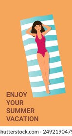 Sommerferien Vektorillustration, flacher Designstrand