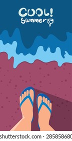 Summer holidays vector illustration,flat design beach and alone concept