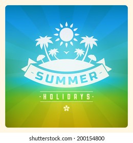 Summer holidays vector typography. Summer vacation message retro design vector background. 