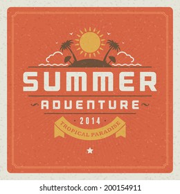 Summer holidays vector typography. Summer vacation message retro design vector background. 
