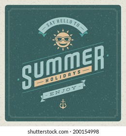 Summer holidays vector typography. Summer vacation message retro design vector background. 