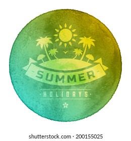 Summer holidays vector typography. Summer vacation message for your design watercolor vector poster or background. 