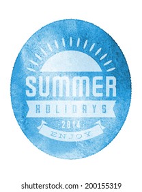 Summer holidays vector typography. Summer vacation message for your design watercolor vector poster or background. 