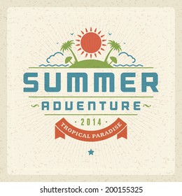 Summer holidays vector typography. Summer vacation message retro design vector background. 