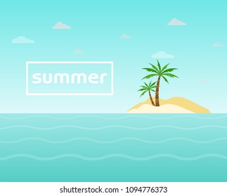 Summer holidays view poster with sea and sky. Vector background