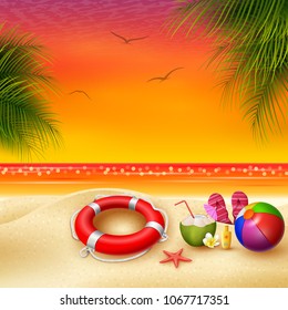 Summer Holidays with view sunset background
