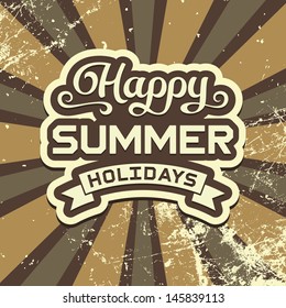 Summer holidays vintage poster, vector illustration with calligraphic elements