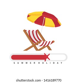 In summer holiday,Summer loading card design with chair and beach umbrella