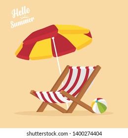 In summer holiday,Vacation and travel concept. Beach umbrella, beach chair