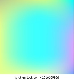 Summer holographic background. Vibrant blur iridescent design. Foil neon trendy rainbow banner. Pastel future element. Modern gradient cover. Foil holographic design. Bright soft gradient color. 