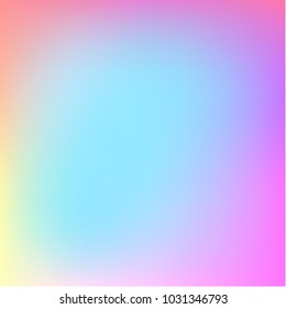 Summer holographic background. Vibrant blur iridescent design. Foil neon trendy rainbow banner. Pastel future element. Modern gradient cover. Foil holographic design. Bright soft gradient color. 