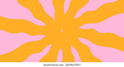 Summer horizontal abstract background with bright retro groovy sun and text Summer. Modern art minimalist style design template for sales, horizontal poster, header, cover, social media, fashion ads