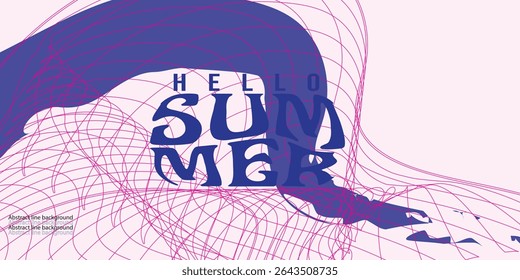Summer horizontal abstract background with bright red hand drawn lines. Modern art minimalist style design template for sales, horizontal poster, header, cover, social media