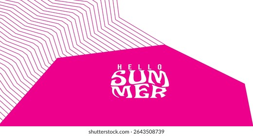 Summer horizontal abstract background with bright red hand drawn lines. Modern art minimalist style design template for sales, horizontal poster, header, cover, social media