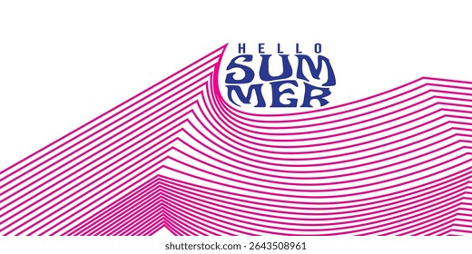 Summer horizontal abstract background with bright yellow hand drawn lines. Modern art minimalist style design template for sales, horizontal poster, header, cover, social media, fashion ads