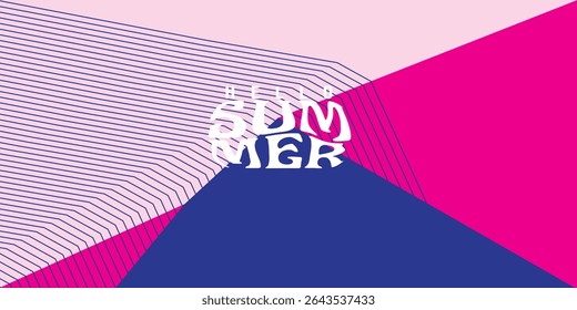 Fundo abstrato horizontal verão com linhas desenhadas à mão amarelo brilhante. Modelo de design de estilo minimalista de arte moderna para vendas, cartaz horizontal, cabeçalho, capa, mídia social