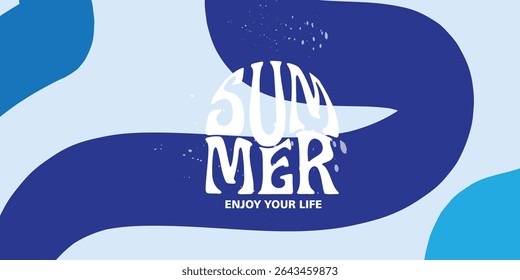 Verão horizontal abstrato fundo mão desenhado linhas. Modelo de design de estilo minimalista de arte moderna para vendas, cartaz horizontal, cabeçalho, capa, mídia social, moda