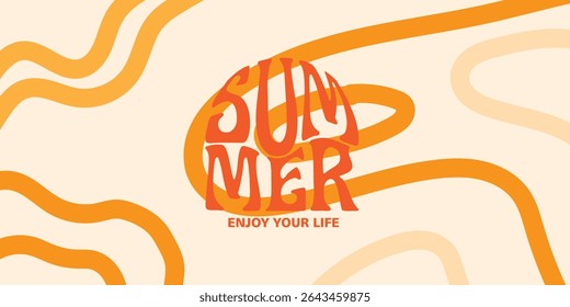 Verão horizontal abstrato fundo mão desenhado linhas. Modelo de design de estilo minimalista de arte moderna para vendas, cartaz horizontal, cabeçalho, capa, mídia social, moda