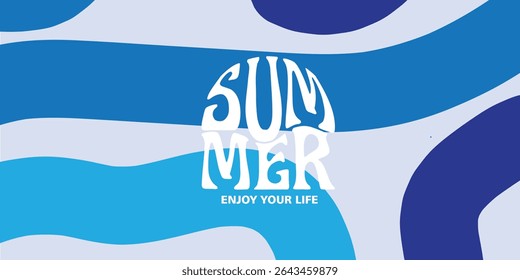 Verão horizontal abstrato fundo mão desenhado linhas. Modelo de design de estilo minimalista de arte moderna para vendas, cartaz horizontal, cabeçalho, capa, mídia social, moda