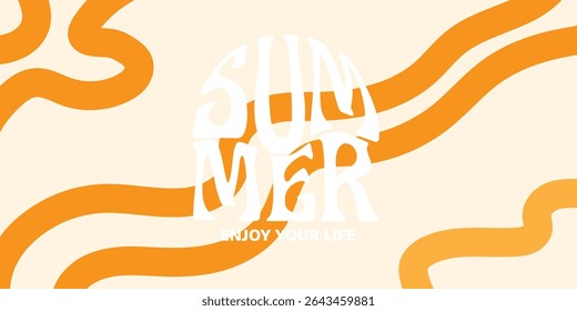 Verão horizontal abstrato fundo mão desenhado linhas. Modelo de design de estilo minimalista de arte moderna para vendas, cartaz horizontal, cabeçalho, capa, mídia social, moda