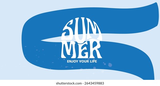 Verão horizontal abstrato fundo mão desenhado linhas. Modelo de design de estilo minimalista de arte moderna para vendas, cartaz horizontal, cabeçalho, capa, mídia social, moda