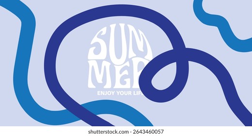 Verão horizontal abstrato fundo mão desenhado linhas. Modelo de design de estilo minimalista de arte moderna para vendas, cartaz horizontal, cabeçalho, capa, mídia social, moda
